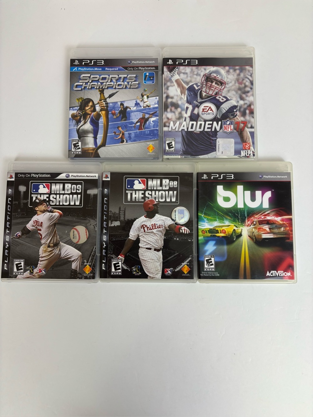 Playstation 3 Video Games Bundle of 5 Blur Racing Madden MLB Sports Motion PS3
